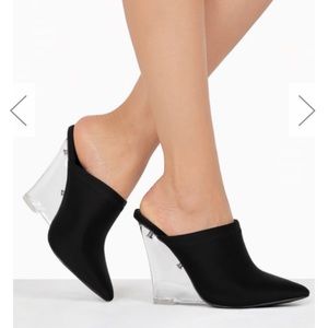 🔥New🔥Just In. Black Lycra Wedge Heel Mules.